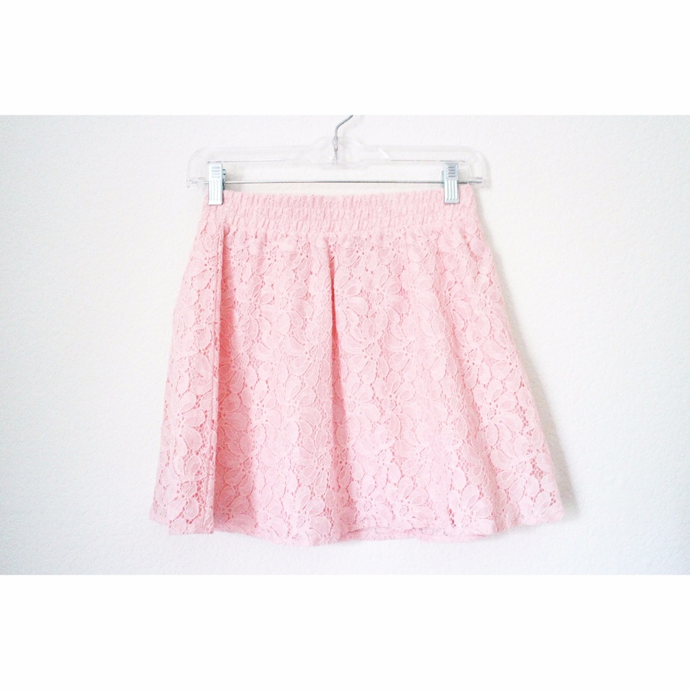 Candies Pink Lace Floral Skirt Size XS